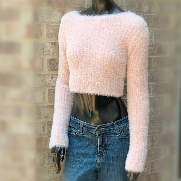HYFVE Eyelash Cropped Long Sleeve Boatneck Sweater Sz XS - Picture 5 of 12